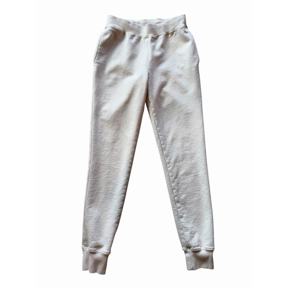 GOOD AMERICAN Sweat Pants Women's 2 (Med) Fleece IvoryTapered Joggers Drawstring